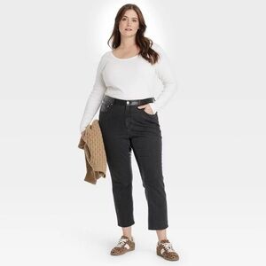 Holiday Mid-Rise Faux Leather 80's Slim Jeans NWT - Black 20